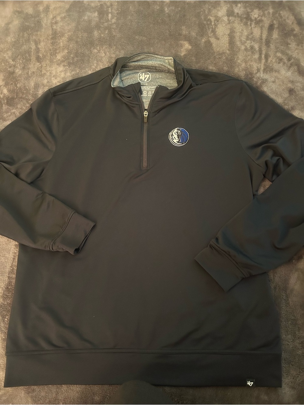 47 Brand Black Quarter-Zip Pullover Dallas Mavericks Logo Patch